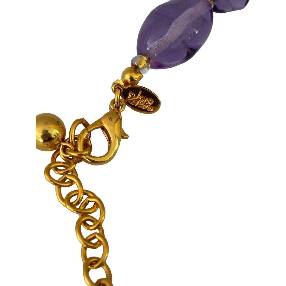 Joan Rivers Signed Gold Plated Purple Glass Bead 33" Necklace New Old Stock - Picture 2 of 9